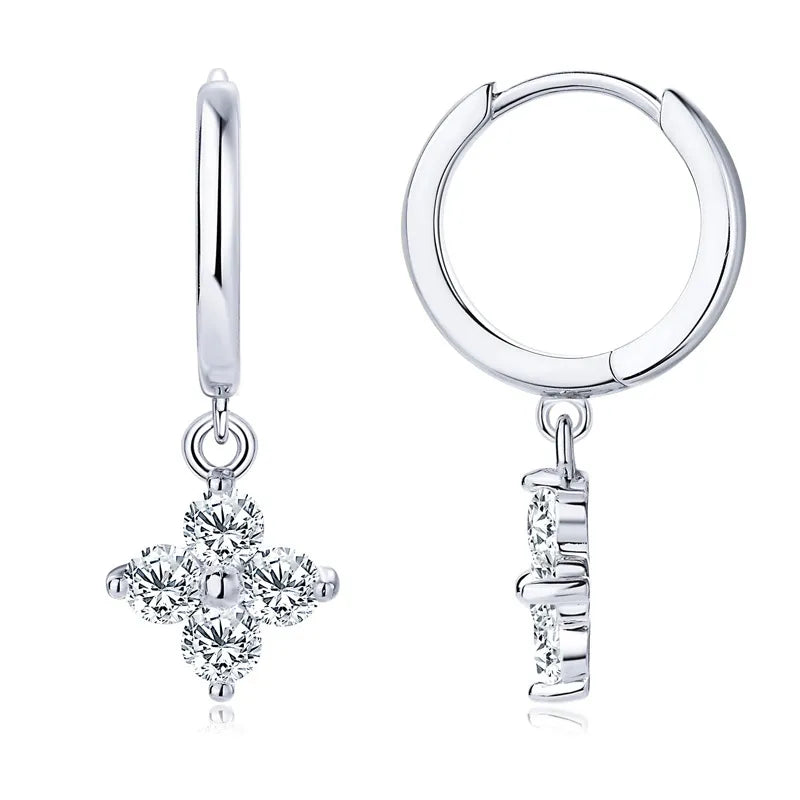 925 Sterling Silver Moissanite Hoop Drop Earrings