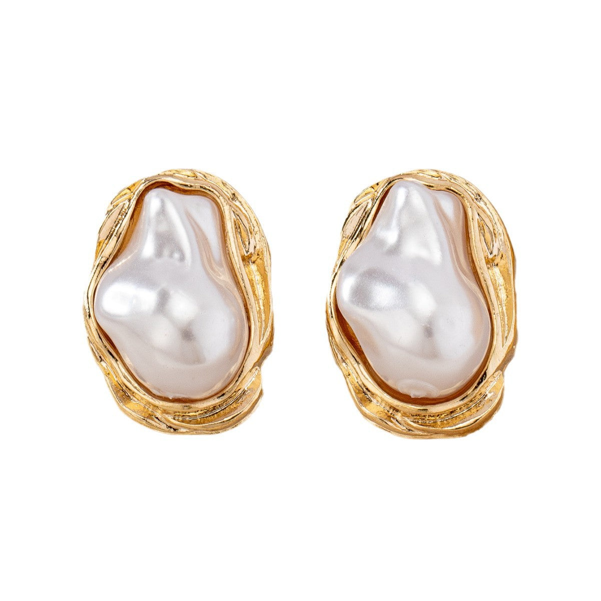 Retro shaped imitation pearl earrings