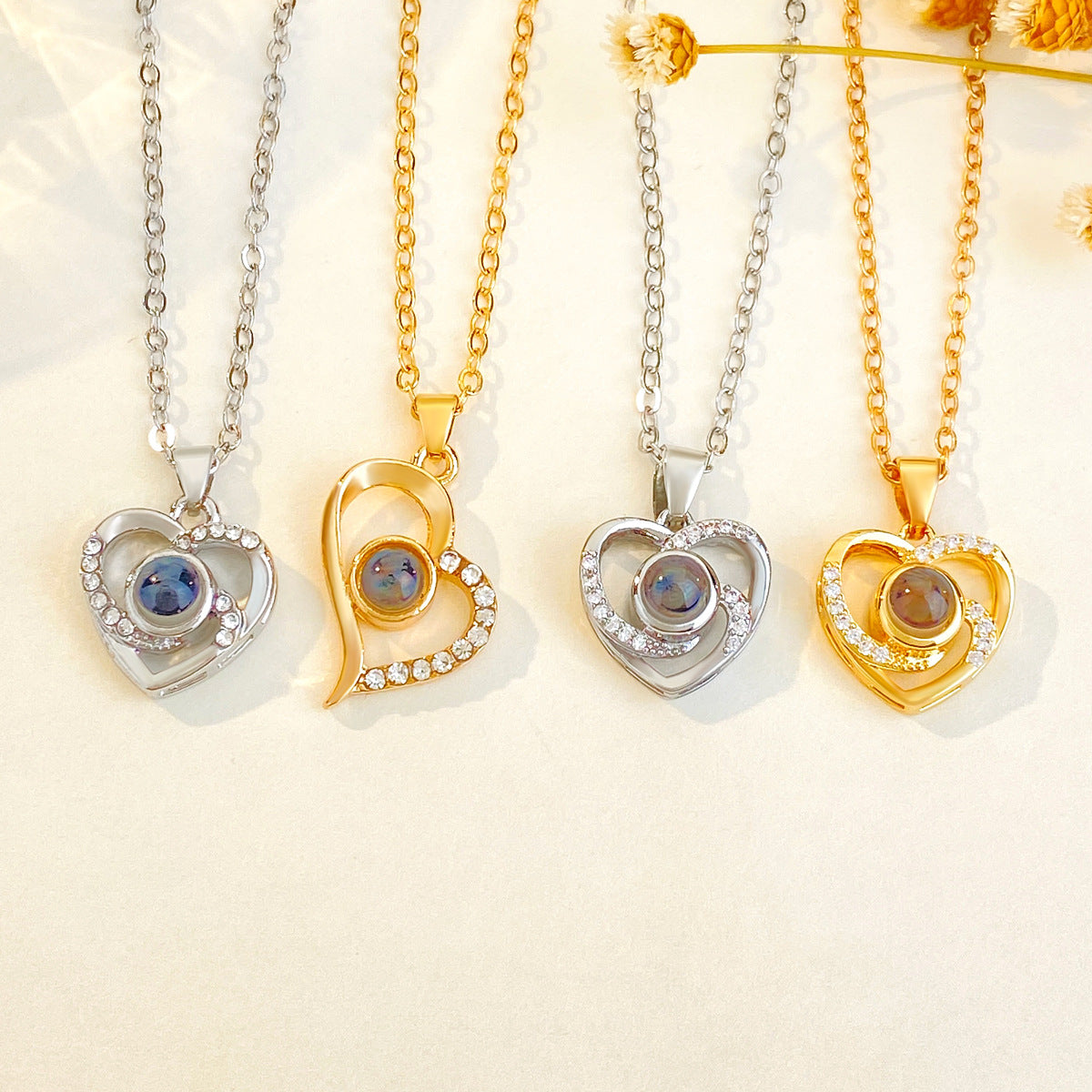 Diamond studded heart necklace