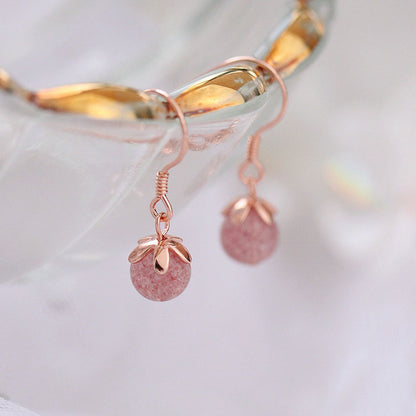 925 sterling silver strawberry crystal earrings