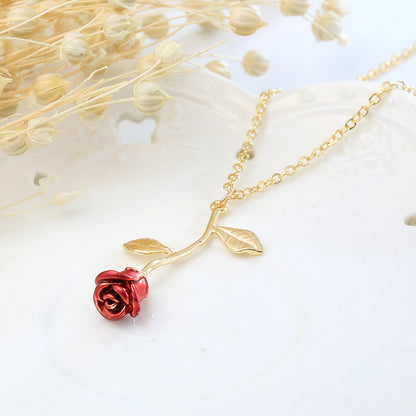 red rose pendant necklace