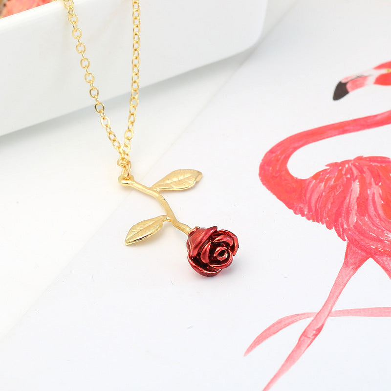 red rose pendant necklace