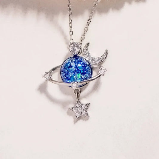 Starry Sky Moon Zircon Necklace