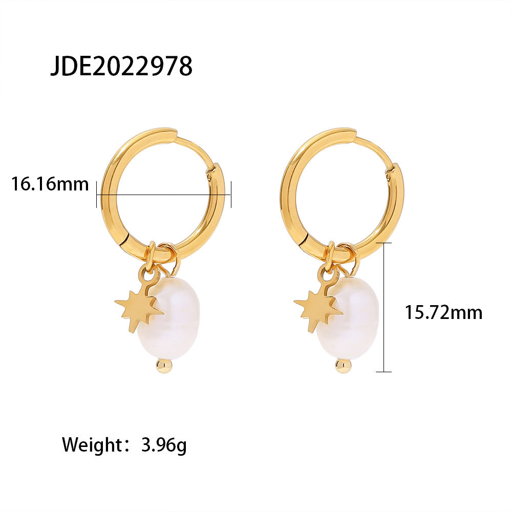 Star Pendant Stainless Steel Earrings