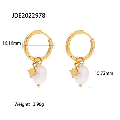 Star Pendant Stainless Steel Earrings