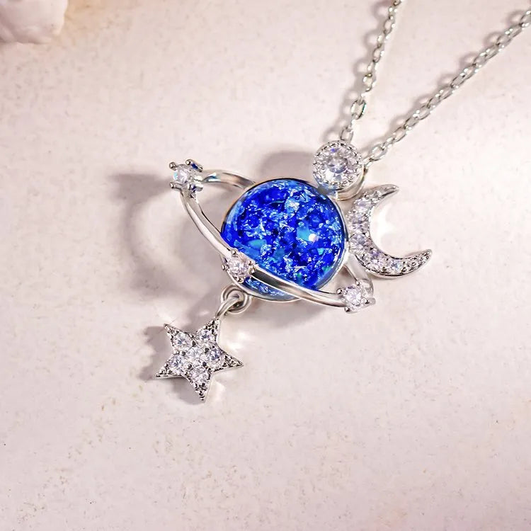 Starry Sky Moon Zircon Necklace