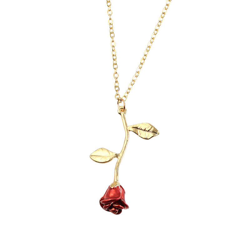 red rose pendant necklace