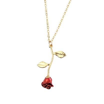 red rose pendant necklace