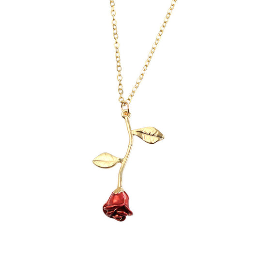 red rose pendant necklace