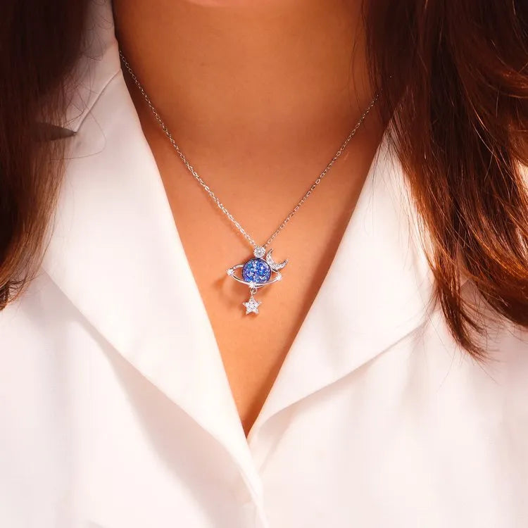 Starry Sky Moon Zircon Necklace