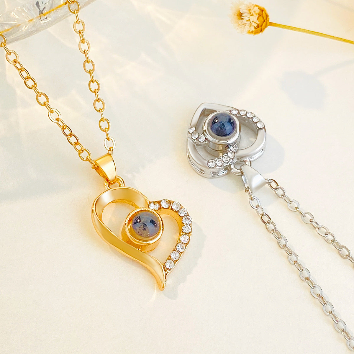 Diamond studded heart necklace