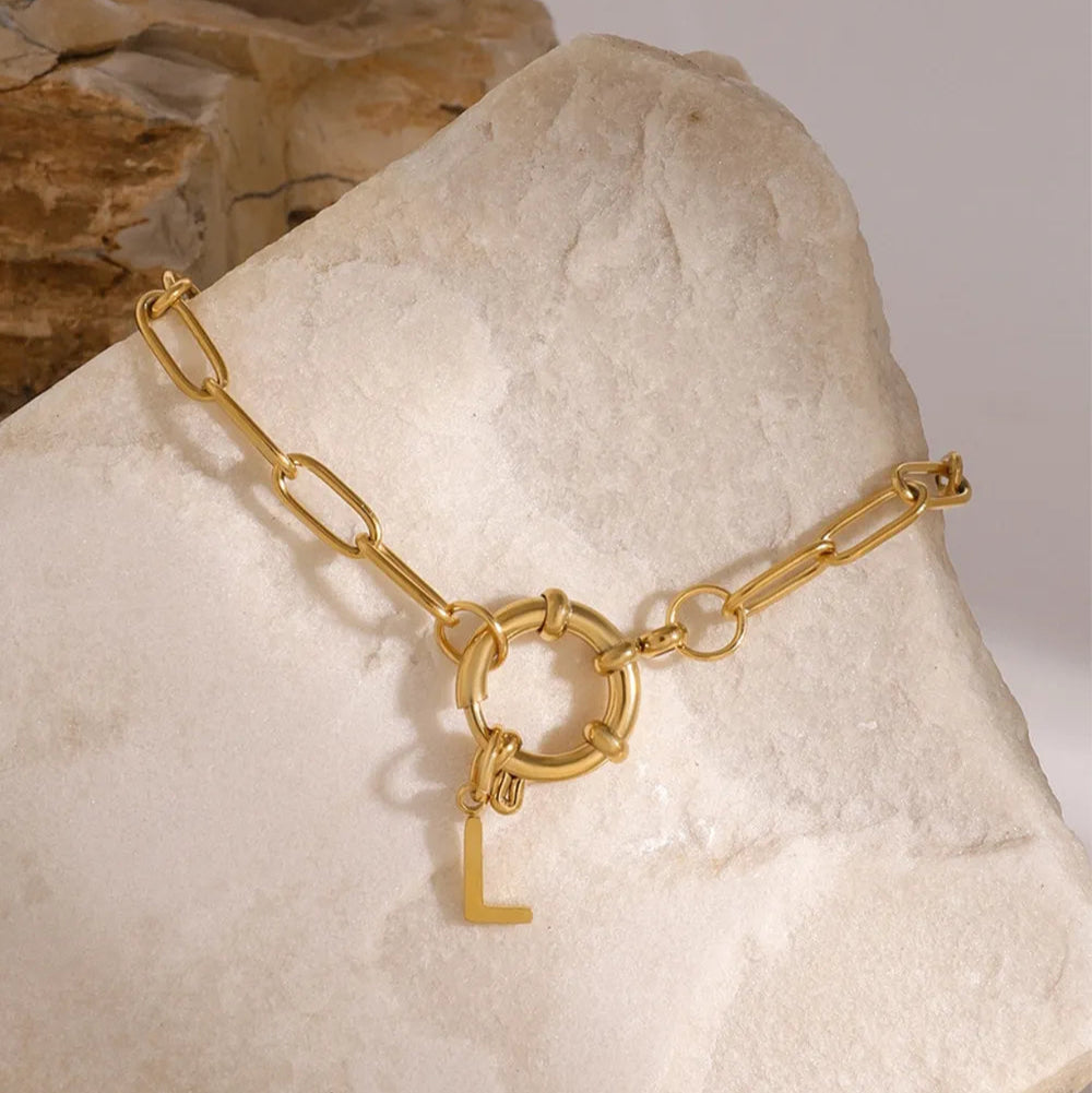 18K Gold-Plated Stainless Steel Letter L Bracelet