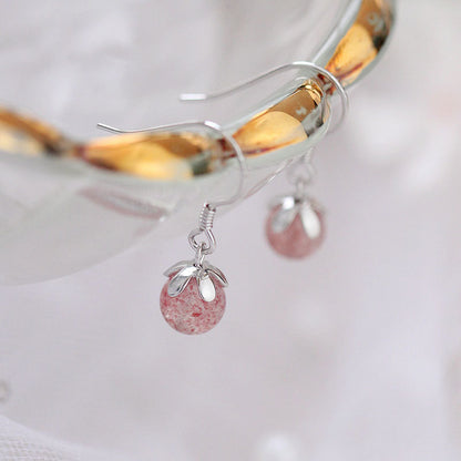 925 sterling silver strawberry crystal earrings