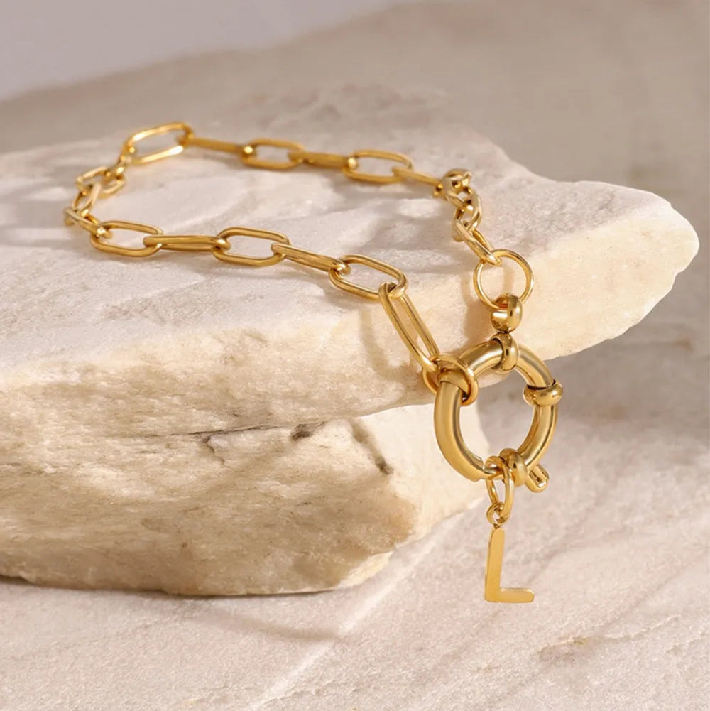 18K Gold-Plated Stainless Steel Letter L Bracelet