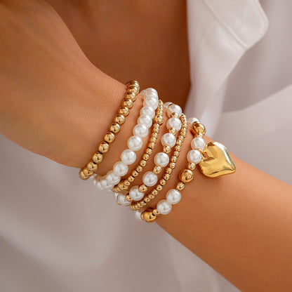 Heart-shaped fashion pearl bracelet